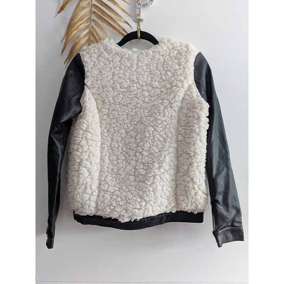 SABINE Faux Fur & Leather Cropped Moto Jacket - Picture 2 of 7